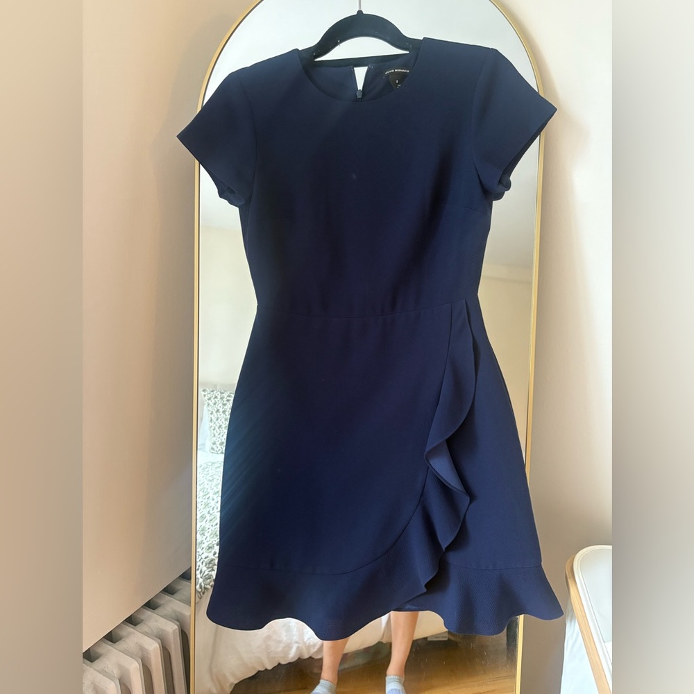 Club Monaco Navy Mini Dress with Ruffle Detail